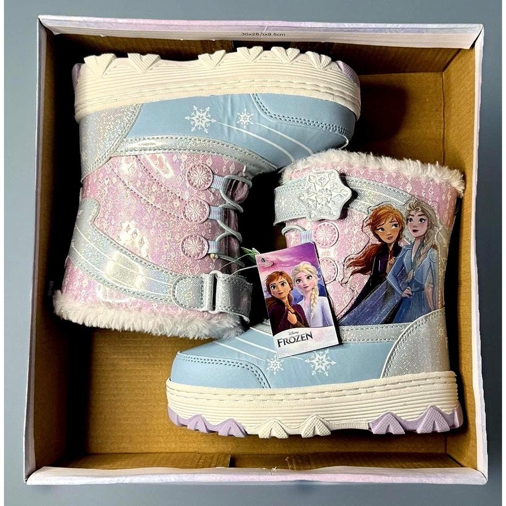 Disney Frozen Snow Boots Girls Warm Fur Lining Lilac /Blue New In Box SZ 10 Tags